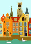 Dessin immeubles colorés CAD de la drôme
